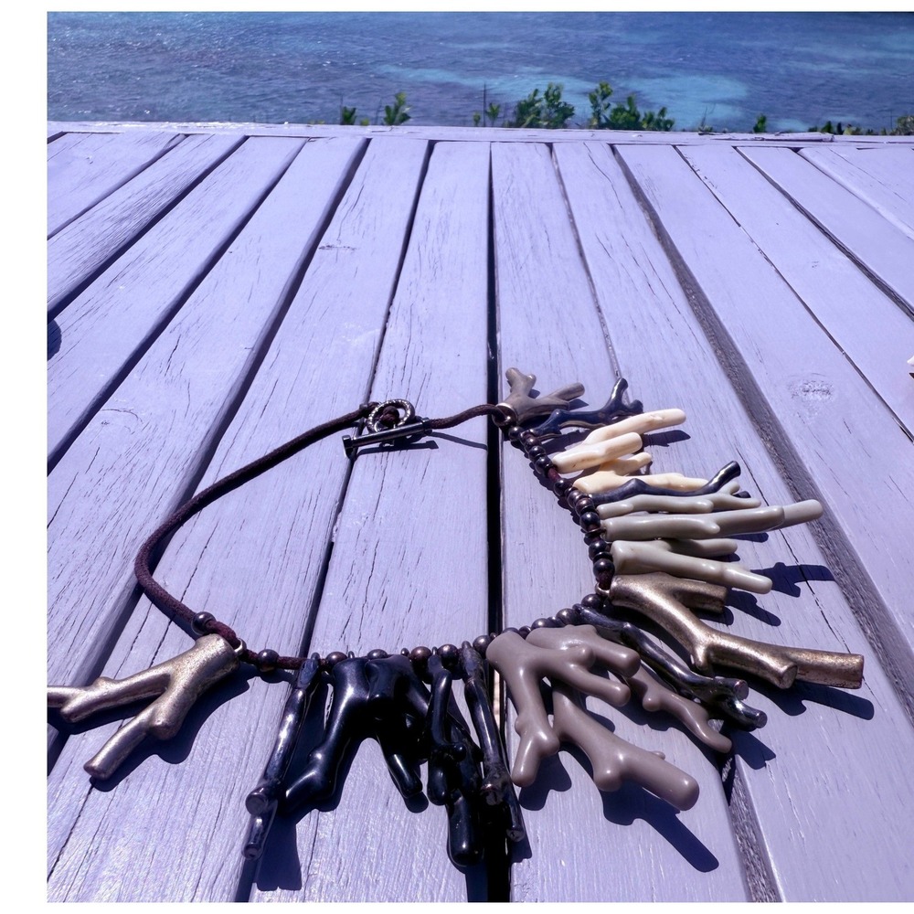 Vintage Marc Jacobs Faux Coral Branch Statement‎ Necklace Toggle Clasp